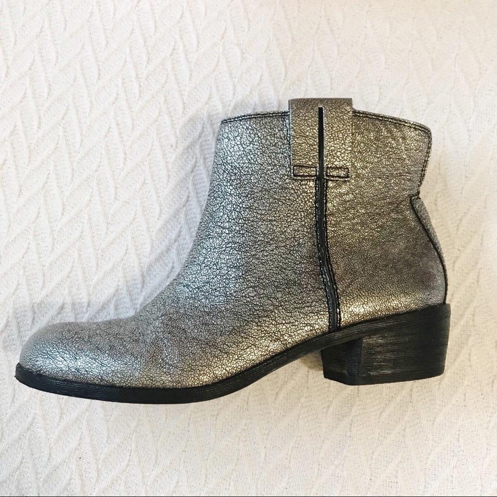 Sam Edelman "James" Silver Metallic Ankle Booties - Picture 5 of 8